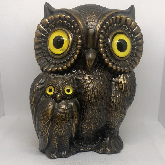 Vintage 70s Brass Owl with Baby Owl 🦉 Rare Hard To Find - Picture 5 of 7